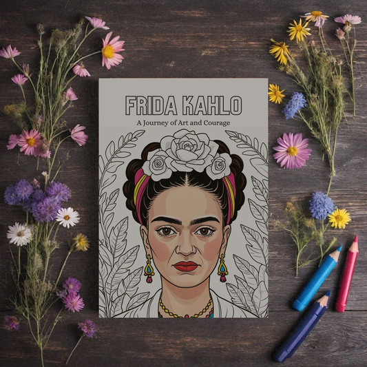 Frida Kahlo - A Journey of Art and Courage - Colouring In Book Printable Download